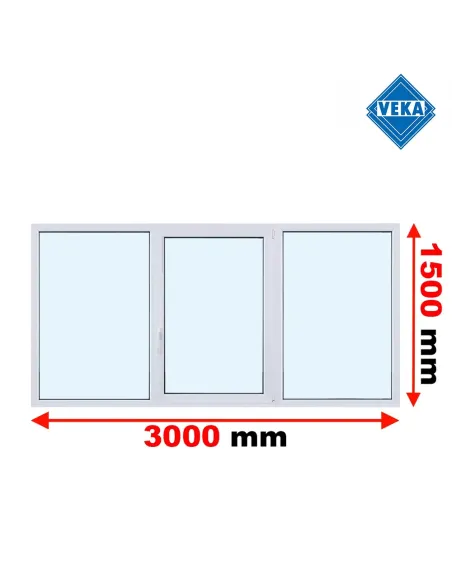Okno PCV 300 x 150 cm FIX - Rozwierno-Uchylne - FIX Trzyszybowe Veka Softline 82 MD