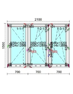 Okno PCV 210 x 150 cm Rozwierne - Rozwierno-Uchylne Trzyszybowe Veka Softline 82 MD 2