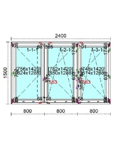 Okno PCV 240 x 150 cm Rozwierne - Rozwierno-Uchylne Trzyszybowe Veka Softline 82 MD 2