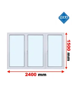 Okno PCV 240 x 150 cm Rozwierne - Rozwierno-Uchylne Trzyszybowe Veka Softline 82 MD