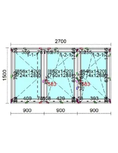 Okno PCV 270 x 150 cm Rozwierne - Rozwierno-Uchylne Trzyszybowe Veka Softline 82 MD 2