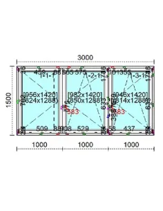 Okno PCV 300 x 150 cm Rozwierne - Rozwierno-Uchylne Trzyszybowe Veka Softline 82 MD 2