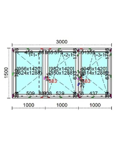 Okno PCV 300 x 150 cm Rozwierne - Rozwierno-Uchylne Trzyszybowe Veka Softline 82 MD