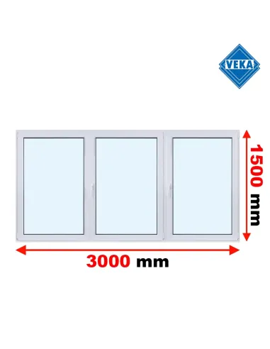 Okno PCV 300 x 150 cm Rozwierne - Rozwierno-Uchylne Trzyszybowe Veka Softline 82 MD