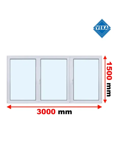 Okno PCV 300 x 150 cm Rozwierne - Rozwierno-Uchylne Trzyszybowe Veka Softline 82 MD