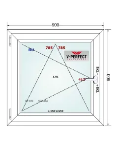 Okno PCV 90 x 90 cm Rozwierno-Uchylne Trzyszybowe Schüco LivIng 82 2