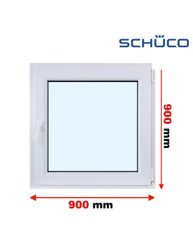 Okno PCV 90 x 90 cm Rozwierno-Uchylne Trzyszybowe Schüco LivIng 82