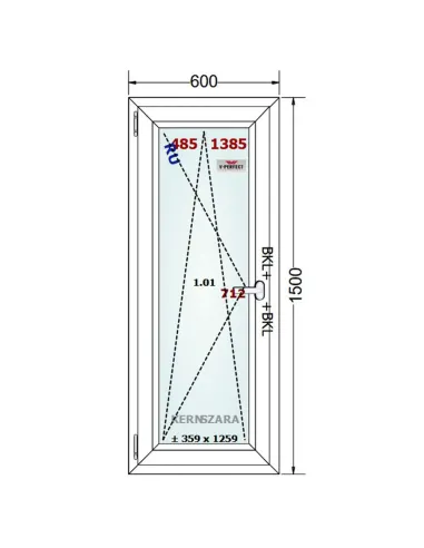 Okno PCV 60 x 150 cm Rozwierno-Uchylne Trzyszybowe Schüco LivIng 82