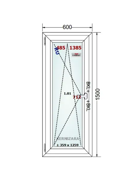 Okno PCV 60 x 150 cm Rozwierno-Uchylne Trzyszybowe Schüco LivIng 82