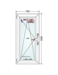 Okno PCV 70 x 150 cm Rozwierno-Uchylne Trzyszybowe Schüco LivIng 82 2
