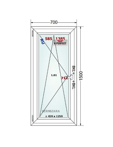 Okno PCV 70 x 150 cm Rozwierno-Uchylne Trzyszybowe Schüco LivIng 82