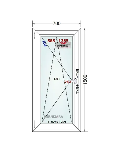Okno PCV 70 x 150 cm Rozwierno-Uchylne Trzyszybowe Schüco LivIng 82