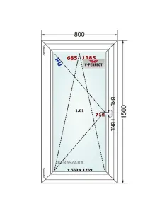 Okno PCV 80 x 150 cm Rozwierno-Uchylne Trzyszybowe Schüco LivIng 82 2