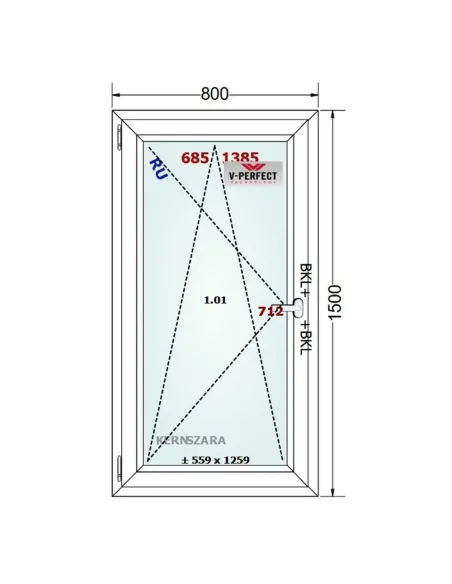 Okno PCV 80 x 150 cm Rozwierno-Uchylne Trzyszybowe Schüco LivIng 82