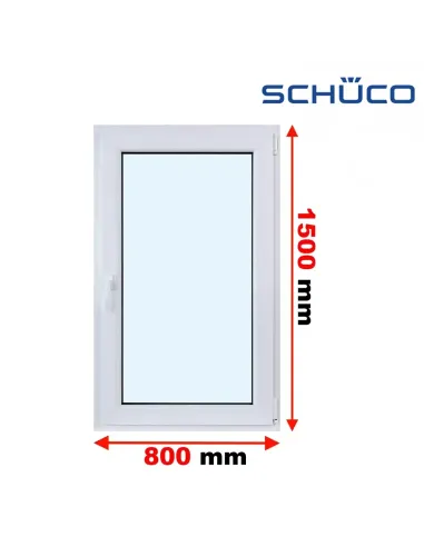 Okno PCV 80 x 150 cm Rozwierno-Uchylne Trzyszybowe Schüco LivIng 82