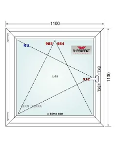 Okno PCV 110 x 110 cm Rozwierno-Uchylne Trzyszybowe Schüco LivIng 82 2