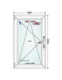 Okno PCV 90 x 150 cm Rozwierno-Uchylne Trzyszybowe Schüco LivIng 82 2