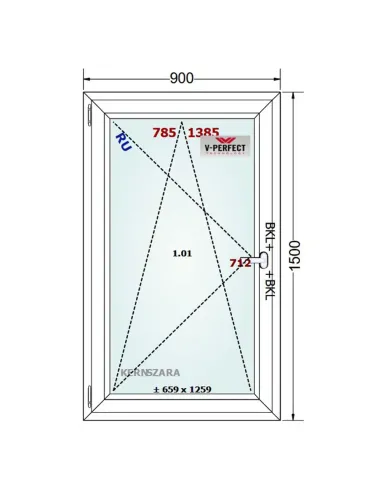 Okno PCV 90 x 150 cm Rozwierno-Uchylne Trzyszybowe Schüco LivIng 82
