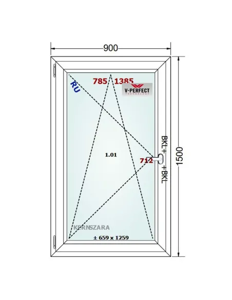 Okno PCV 90 x 150 cm Rozwierno-Uchylne Trzyszybowe Schüco LivIng 82