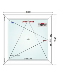 Okno PCV 120 x 120 cm Rozwierno-Uchylne Trzyszybowe Schüco LivIng 82 2