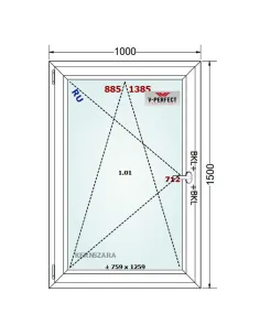 Okno PCV 100 x 150 cm Rozwierno-Uchylne Trzyszybowe Schüco LivIng 82 2