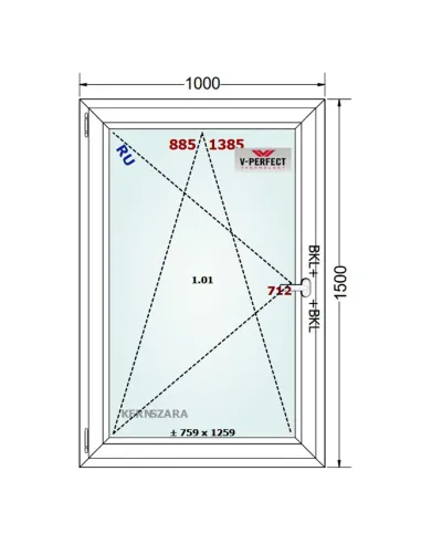 Okno PCV 100 x 150 cm Rozwierno-Uchylne Trzyszybowe Schüco LivIng 82