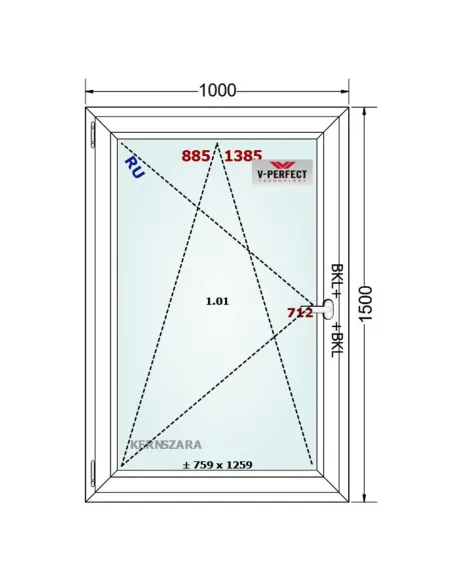 Okno PCV 100 x 150 cm Rozwierno-Uchylne Trzyszybowe Schüco LivIng 82
