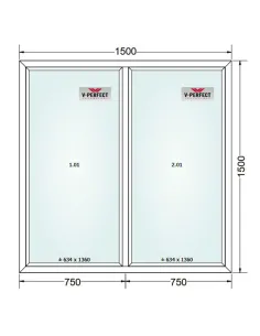 Okno PCV 150 x 150 cm FIX-FIX Trzyszybowe Schüco LivIng 82 2