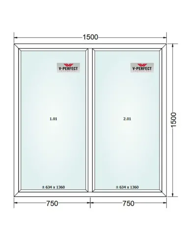 Okno PCV 150 x 150 cm FIX-FIX Trzyszybowe Schüco LivIng 82
