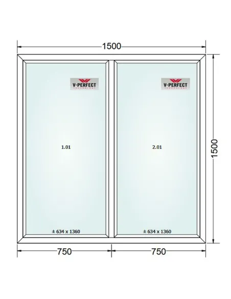 Okno PCV 150 x 150 cm FIX-FIX Trzyszybowe Schüco LivIng 82