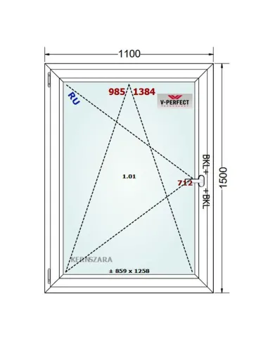 Okno PCV 110 x 150 cm Rozwierno-Uchylne Trzyszybowe Schüco LivIng 82