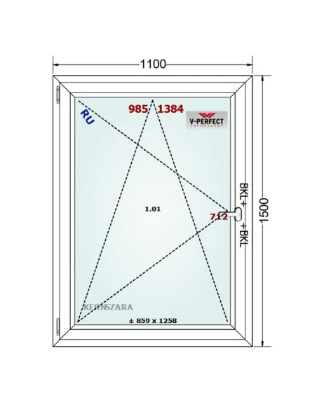 Okno PCV 110 x 150 cm Rozwierno-Uchylne Trzyszybowe Schüco LivIng 82