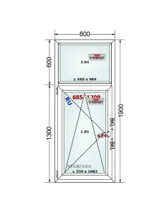 Okno PCV 80 x 190 cm FIX - Rozwierno-Uchylne Trzyszybowe Schüco LivIng 82 2