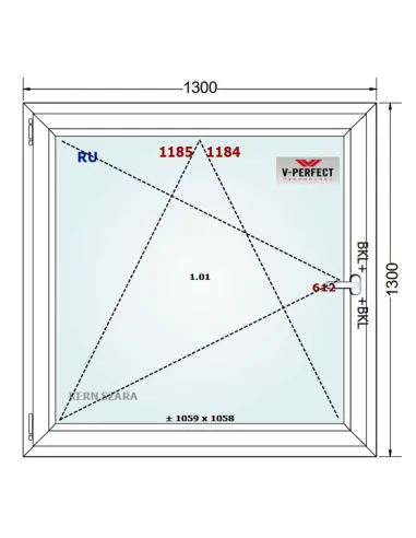 Okno PCV 130 x 130 cm Rozwierno-Uchylne Trzyszybowe Schüco LivIng 82