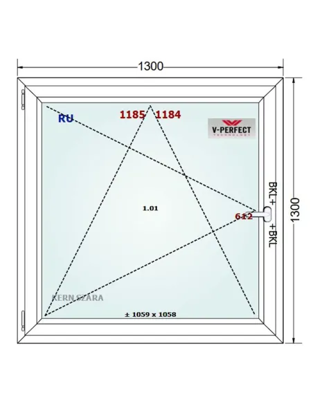 Okno PCV 130 x 130 cm Rozwierno-Uchylne Trzyszybowe Schüco LivIng 82