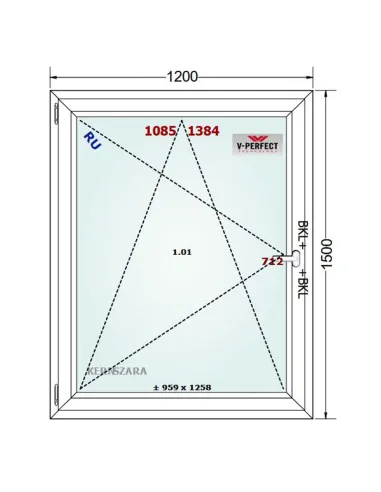 Okno PCV 120 x 150 cm Rozwierno-Uchylne Trzyszybowe Schüco LivIng 82
