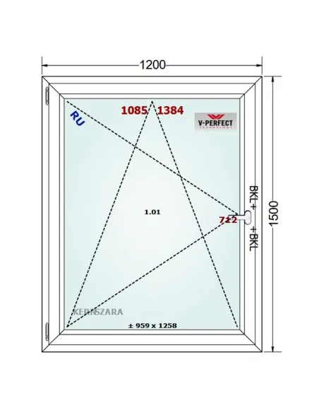 Okno PCV 120 x 150 cm Rozwierno-Uchylne Trzyszybowe Schüco LivIng 82