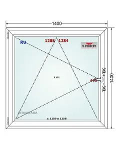 Okno PCV 140 x 140 cm Rozwierno-Uchylne Trzyszybowe Schüco LivIng 82 2