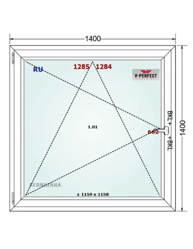 Okno PCV 140 x 140 cm Rozwierno-Uchylne Trzyszybowe Schüco LivIng 82
