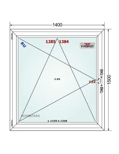 Okno PCV 140 x 150 cm Rozwierno-Uchylne Trzyszybowe Schüco LivIng 82