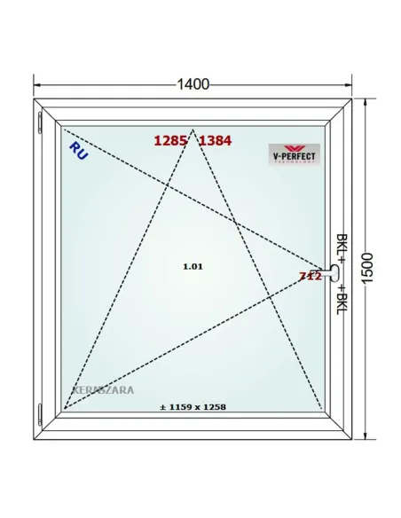 Okno PCV 140 x 150 cm Rozwierno-Uchylne Trzyszybowe Schüco LivIng 82