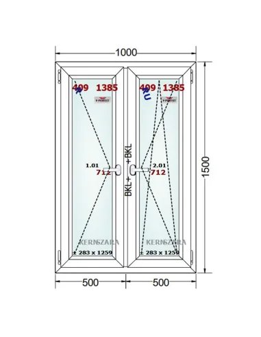 Okno PCV 100 x 150 cm Rozwierne - Rozwierno-Uchylne Trzyszybowe Schüco LivIng 82
