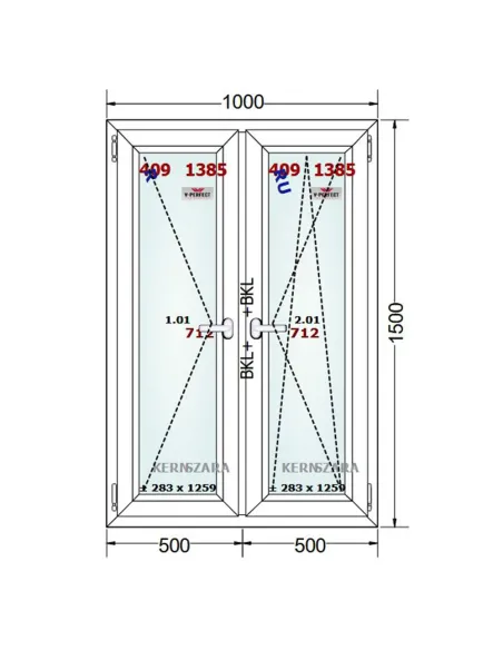 Okno PCV 100 x 150 cm Rozwierne - Rozwierno-Uchylne Trzyszybowe Schüco LivIng 82