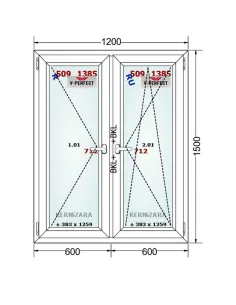 Okno PCV 120 x 150 cm Rozwierne - Rozwierno-Uchylne Trzyszybowe Schüco LivIng 82 2
