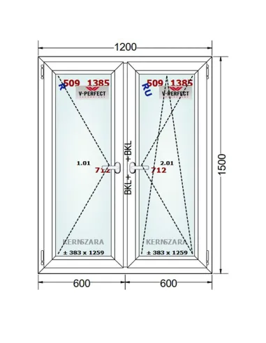 Okno PCV 120 x 150 cm Rozwierne - Rozwierno-Uchylne Trzyszybowe Schüco LivIng 82