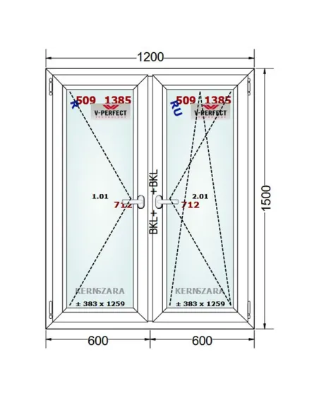 Okno PCV 120 x 150 cm Rozwierne - Rozwierno-Uchylne Trzyszybowe Schüco LivIng 82