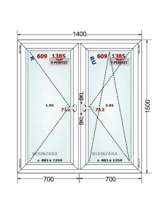 Okno PCV 140 x 150 cm Rozwierne - Rozwierno-Uchylne Trzyszybowe Schüco LivIng 82 2