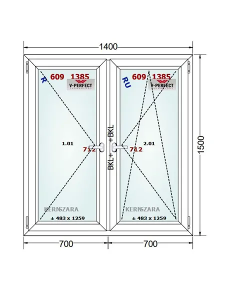 Okno PCV 140 x 150 cm Rozwierne - Rozwierno-Uchylne Trzyszybowe Schüco LivIng 82