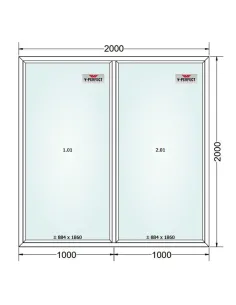 Okno PCV 200 x 200 cm FIX-FIX Trzyszybowe Schüco LivIng 82 2