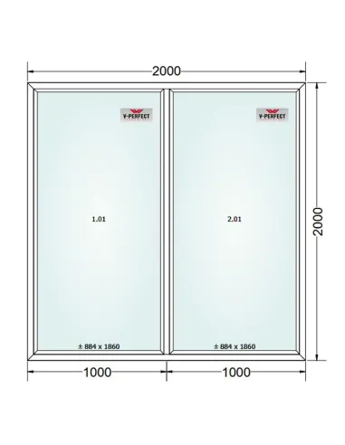 Okno PCV 200 x 200 cm FIX-FIX Trzyszybowe Schüco LivIng 82